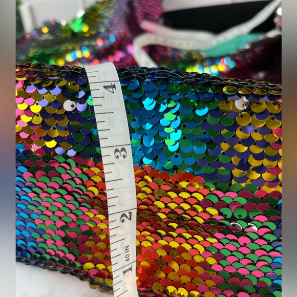 Miuco Women Lined Rainbow Sequence Hobo  Bag High Quality - Picture 6 of 12